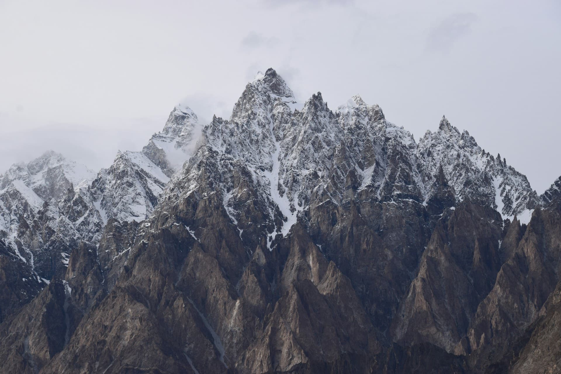 Snow-capped mountain peaks in northern Pakistan